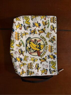 Baseball Banana Print Wristlet Pouch - Yellow & White